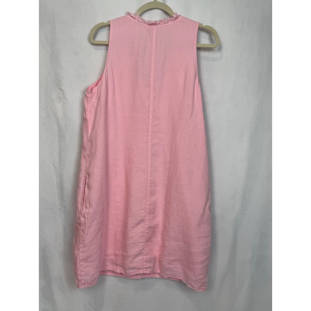 Tommy Bahama Pink 100% Linen Shift Dress Ruffle Neck Size L - Picture 3 of 7